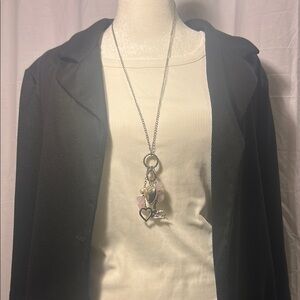 Silver and Pink Charm Necklace